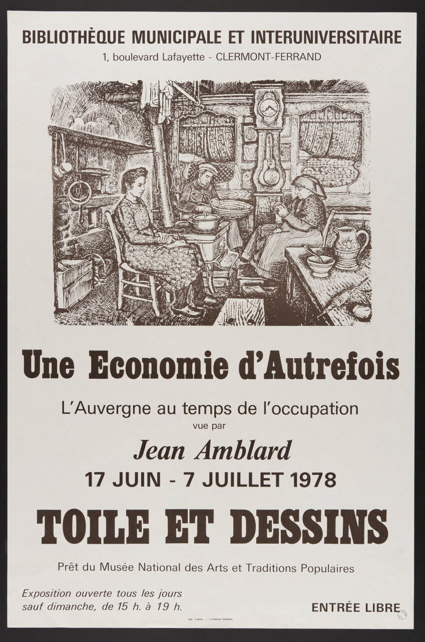 estampe Une Economie d'Autrefois  L'Auvergne au temps de l'occupation 1985.51.515 Photo