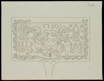 Caplain René ; Pierre Dourdaine estampe Relevé d'un décor de gaufrier rectangulaire Chartres 1938-1948 1985.51.52 Photo