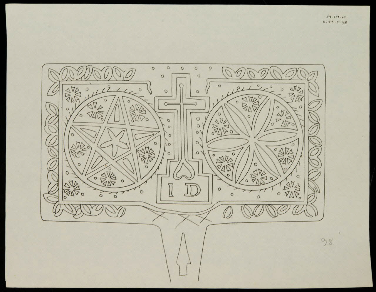 Caplain René ; Pierre Dourdaine estampe Relevé d'un décor de gaufrier rectangulaire Chartres 1938-1948 1985.51.53 Photo