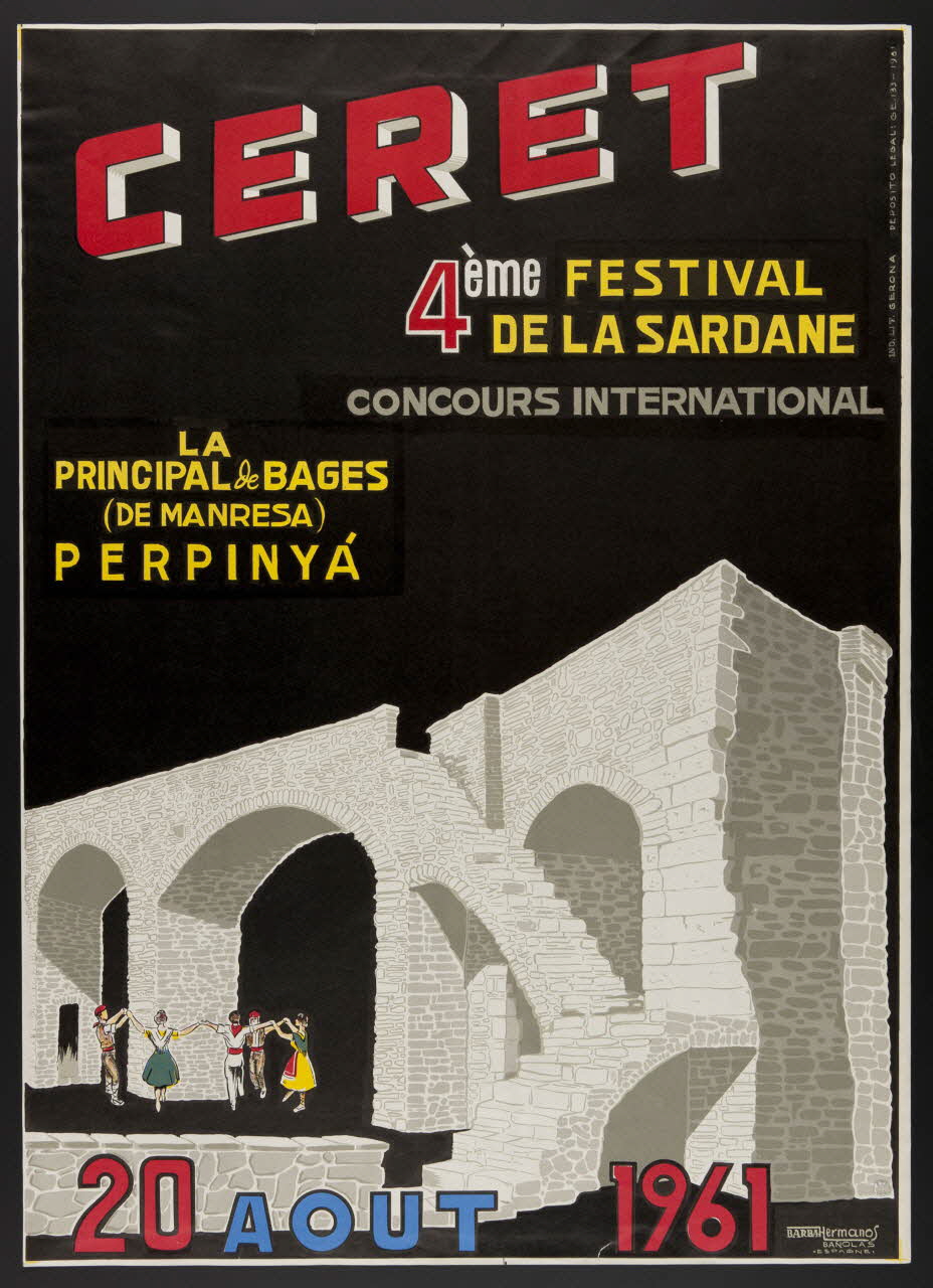 estampe CERET  4ème FESTIVAL  DE LA SARDANE  CONCOURS INTERNATIONAL  20 AOUT 1961 1985.51.539 Photo
