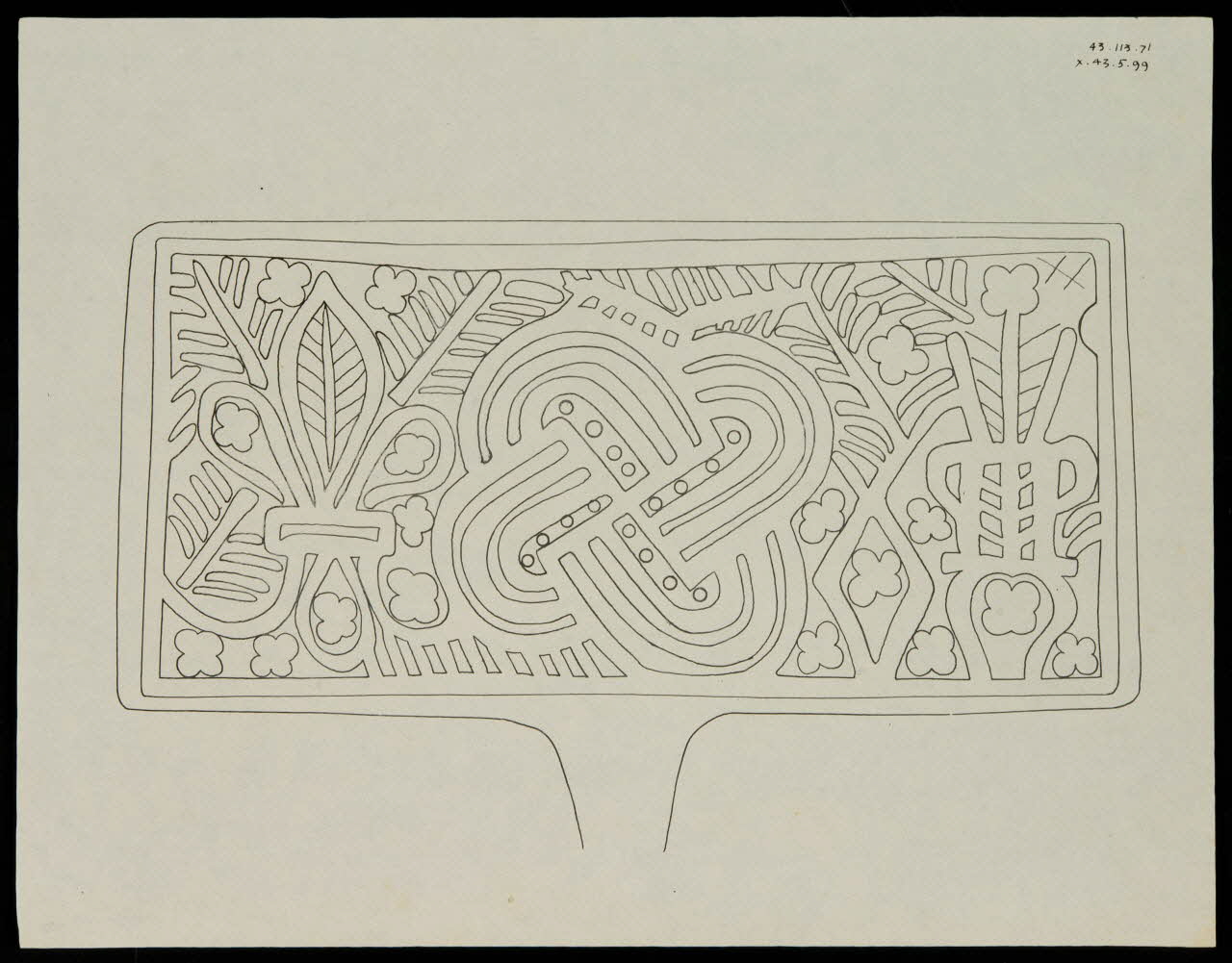 Caplain René ; Pierre Dourdaine estampe Relevé d'un décor de gaufrier rectangulaire Chartres 1938-1948 1985.51.54 Photo