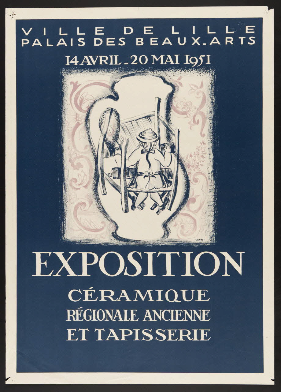 estampe VILLE DE LILLE  PALAIS DES BEAUX-ARTS  14 AVRIL-20 MAI 1951  EXPOSITION  CERAMIQUE  REGIONALE ANCIENNE  ET TAPISSERIE 1951 1985.51.549 Photo