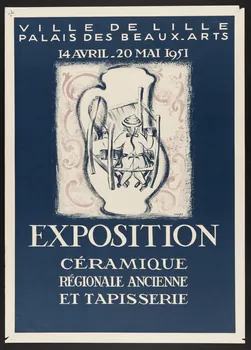 estampe VILLE DE LILLE  PALAIS DES BEAUX-ARTS  14 AVRIL-20 MAI 1951  EXPOSITION  CERAMIQUE  REGIONALE ANCIENNE  ET TAPISSERIE 1951 1985.51.549 Photo