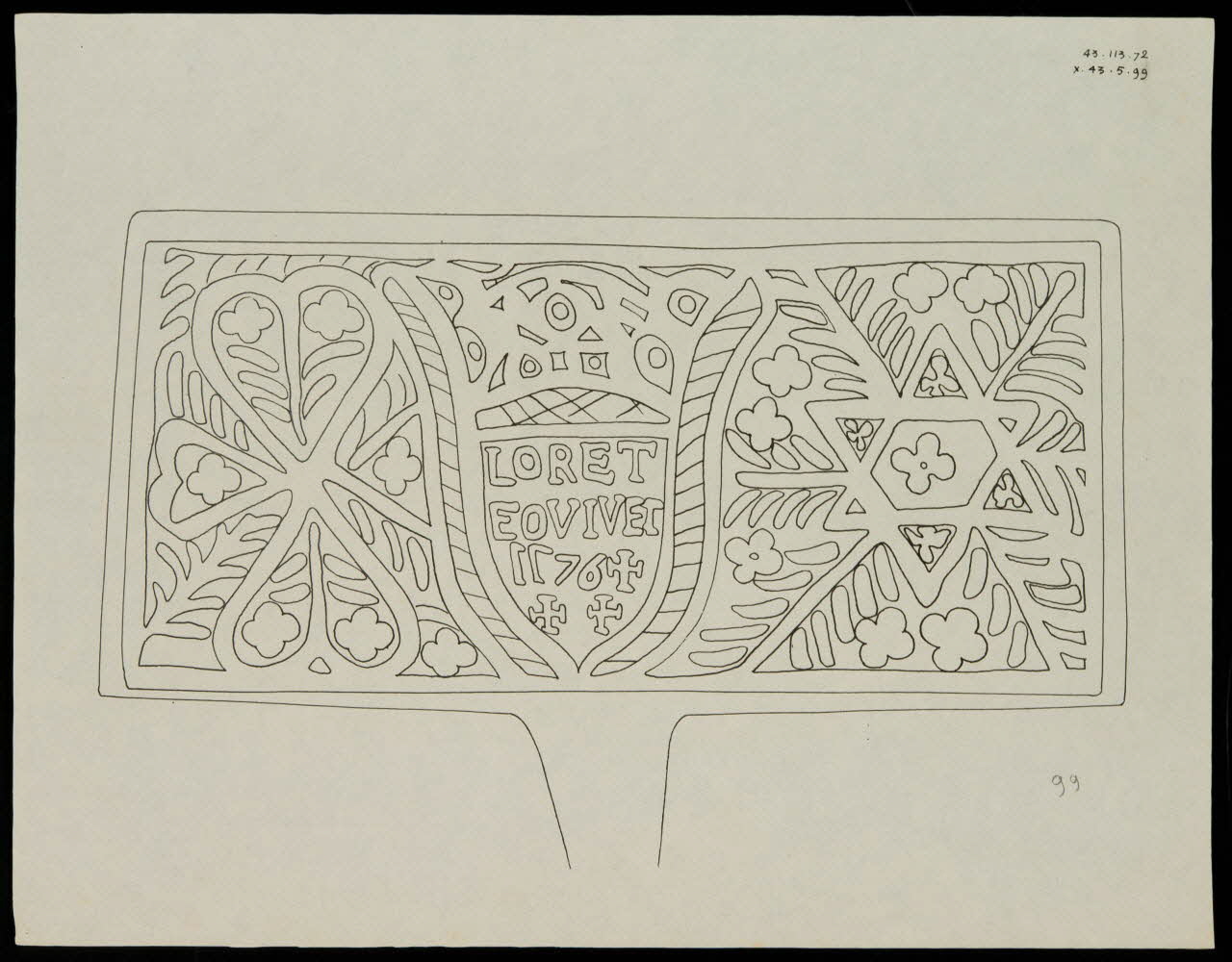 Caplain René ; Pierre Dourdaine estampe Relevé d'un décor de gaufrier rectangulaire Chartres 1938-1948 1985.51.55 Photo