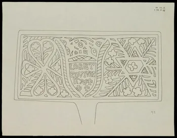 Caplain René ; Pierre Dourdaine estampe Relevé d'un décor de gaufrier rectangulaire Chartres 1938-1948 1985.51.55 Photo
