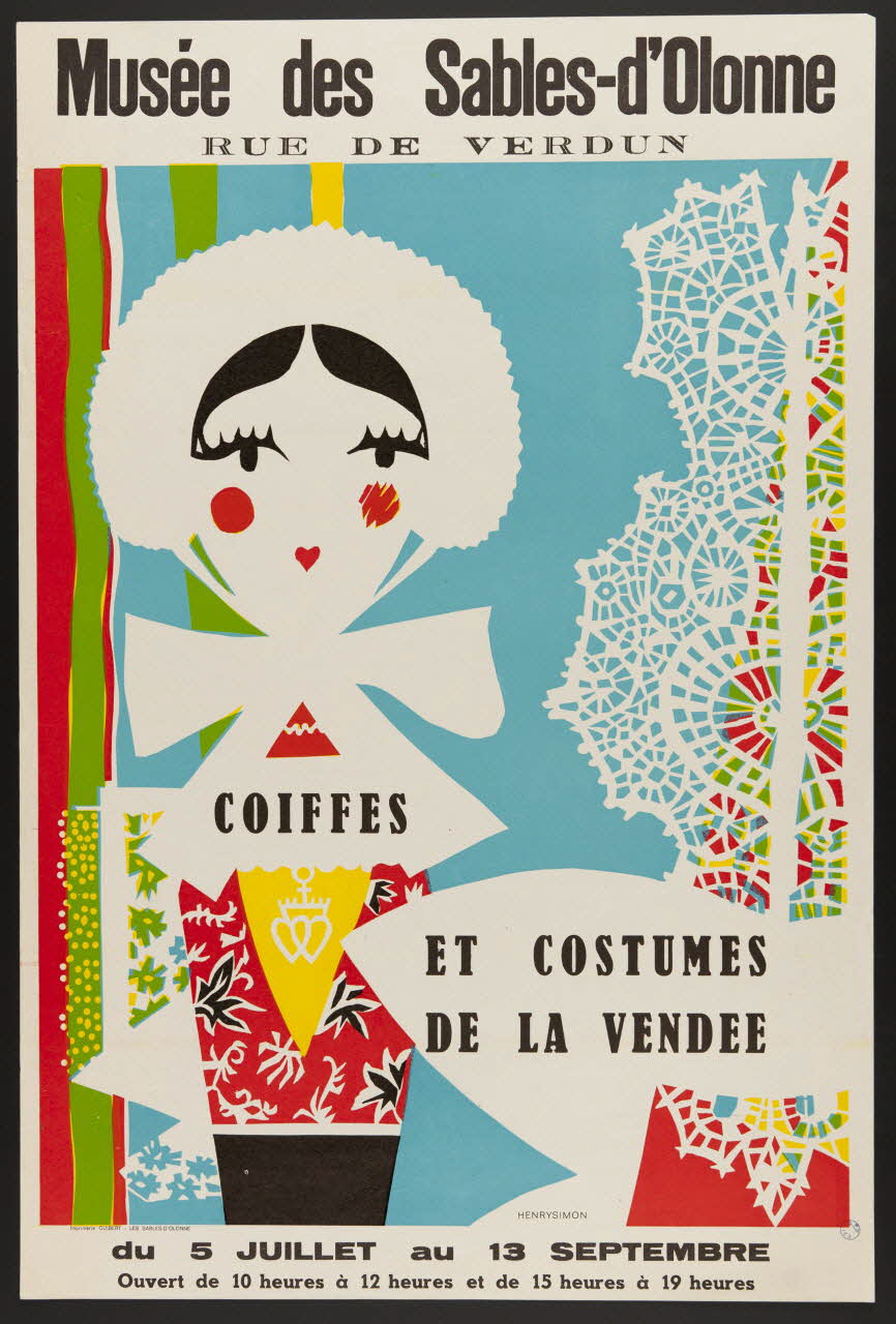 estampe Musée des Sables-d'Olonne  RUE DE VERDUN  COIFFES  ET COSTUMES  DE LA VENDEE 1985.51.553 Photo Mucem