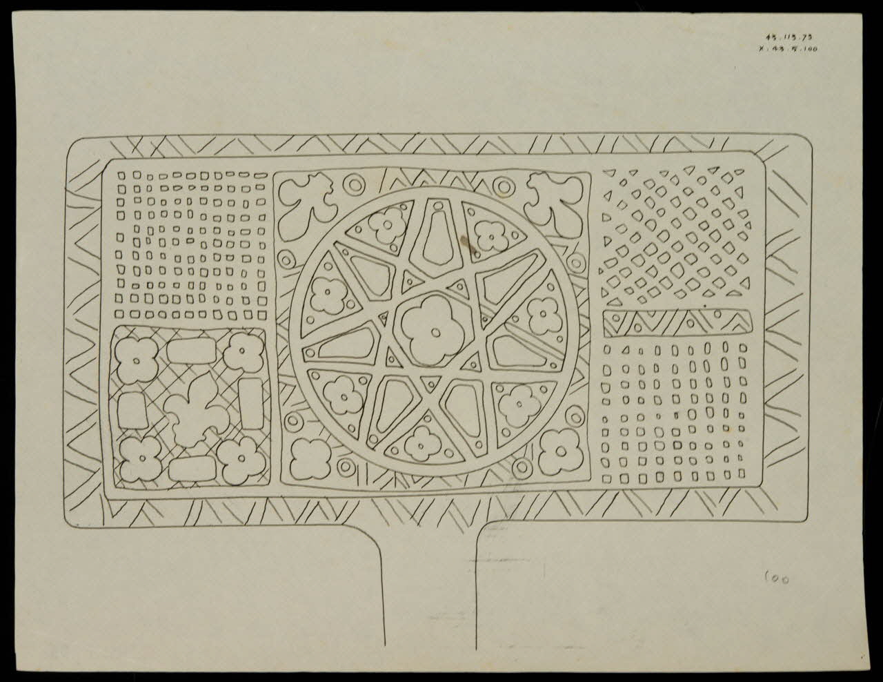 Caplain René ; Pierre Dourdaine estampe Relevé d'un décor de gaufrier rectangulaire Chartres 1938-1948 1985.51.56 Photo