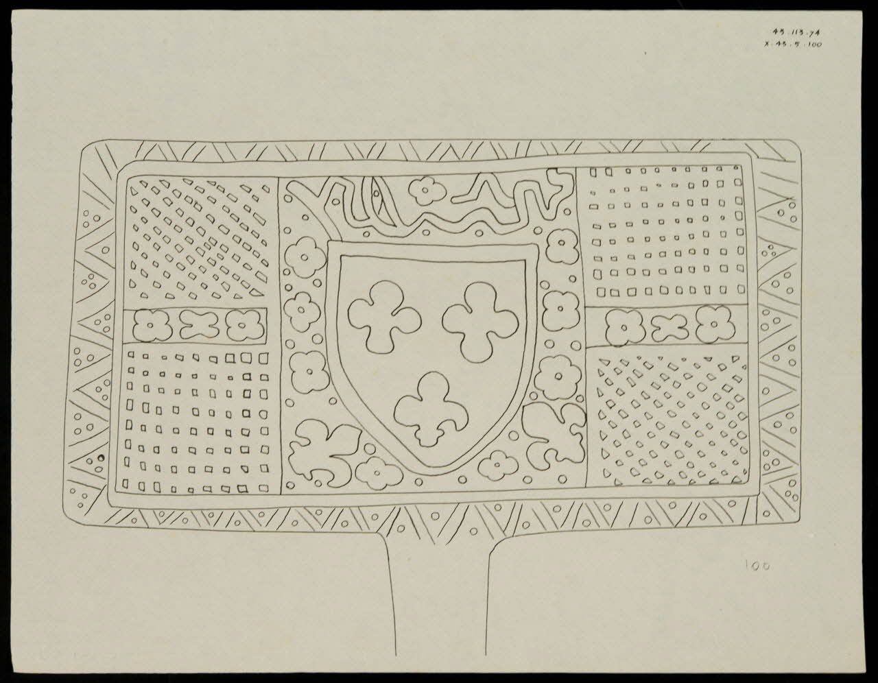 Caplain René ; Pierre Dourdaine estampe Relevé d'un décor de gaufrier rectangulaire Chartres 1938-1948 1985.51.57 Photo