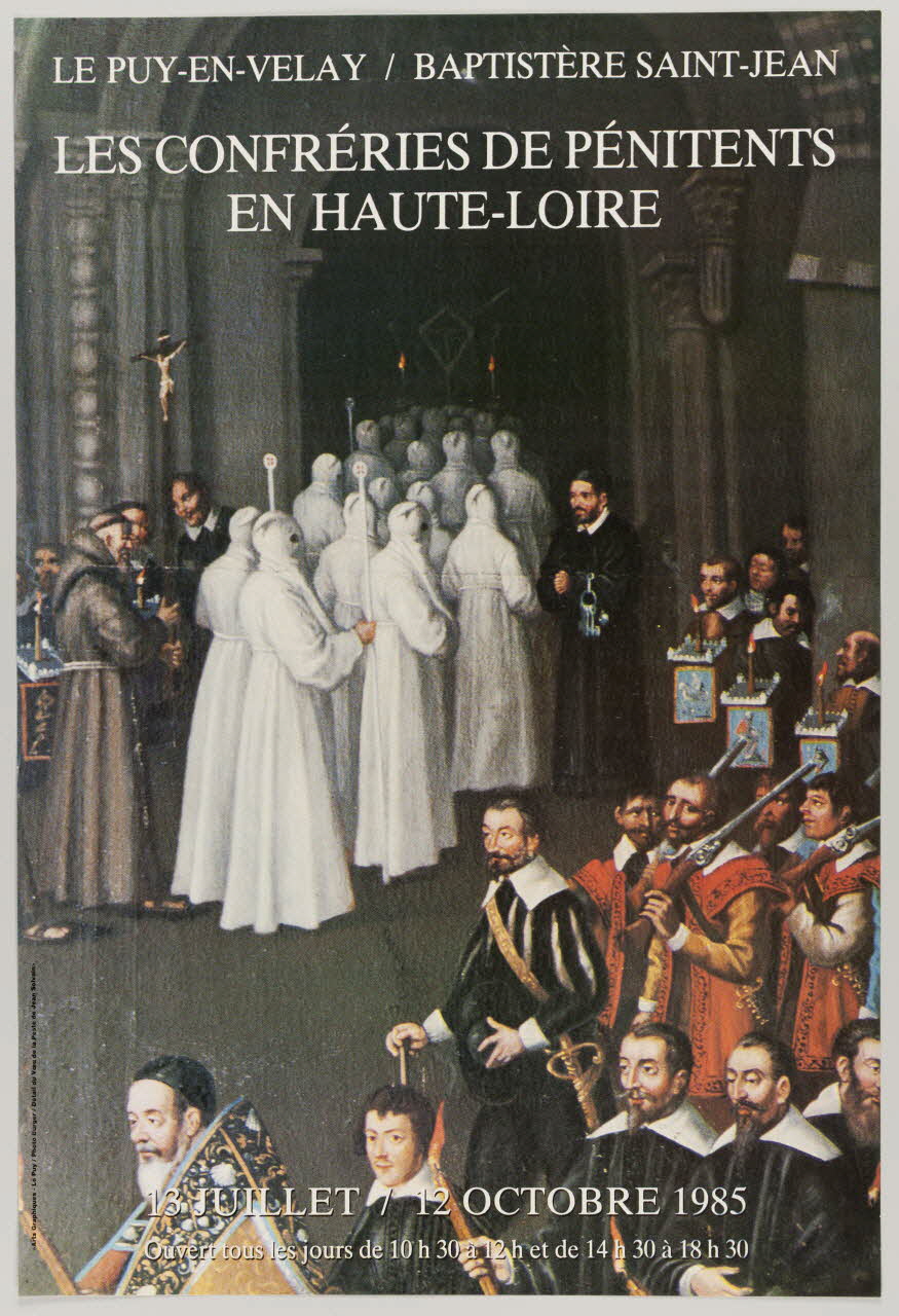 estampe LE PUY-EN-VELAY  BAPTISTERE SAINT-JEAN  LES CONFRERIES DE PENITENTS  EN HAUTE-LOIRE  13 JUILLET  12 OCTOBRE 1985 1985.51.62 Photo
