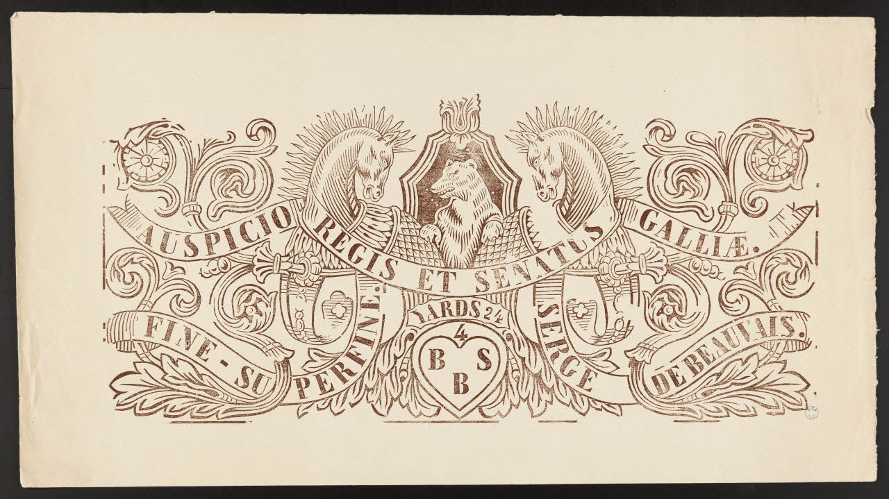 estampe AUSPICIO REGIS ET SENATUS GALLIAE.  FINE - SUPERFINE. SERGE DE BEAUVAIS. 1985.51.623 Photo