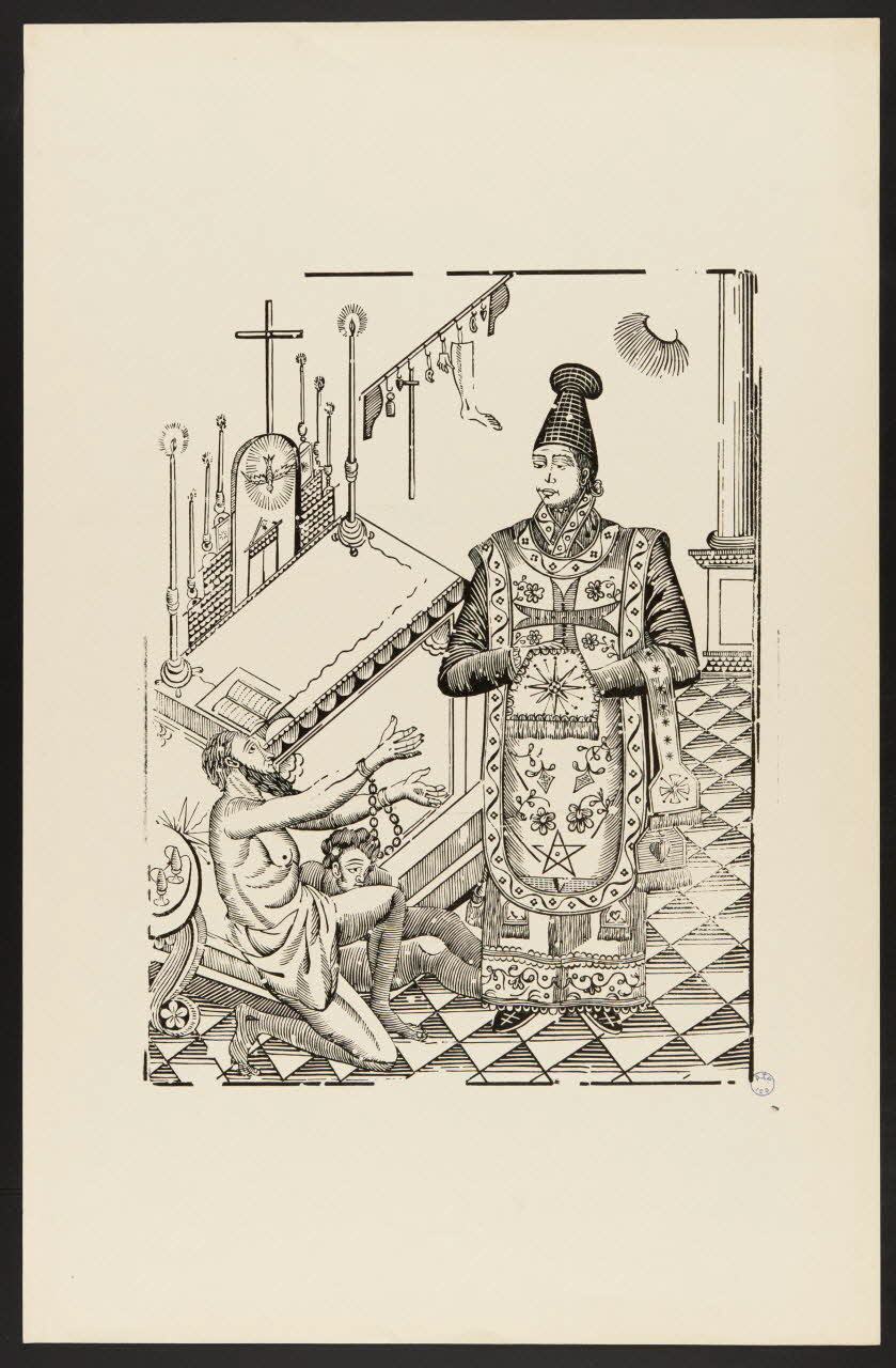 estampe Prêtre et prisonnier devant un autel 1985.51.628 Photo