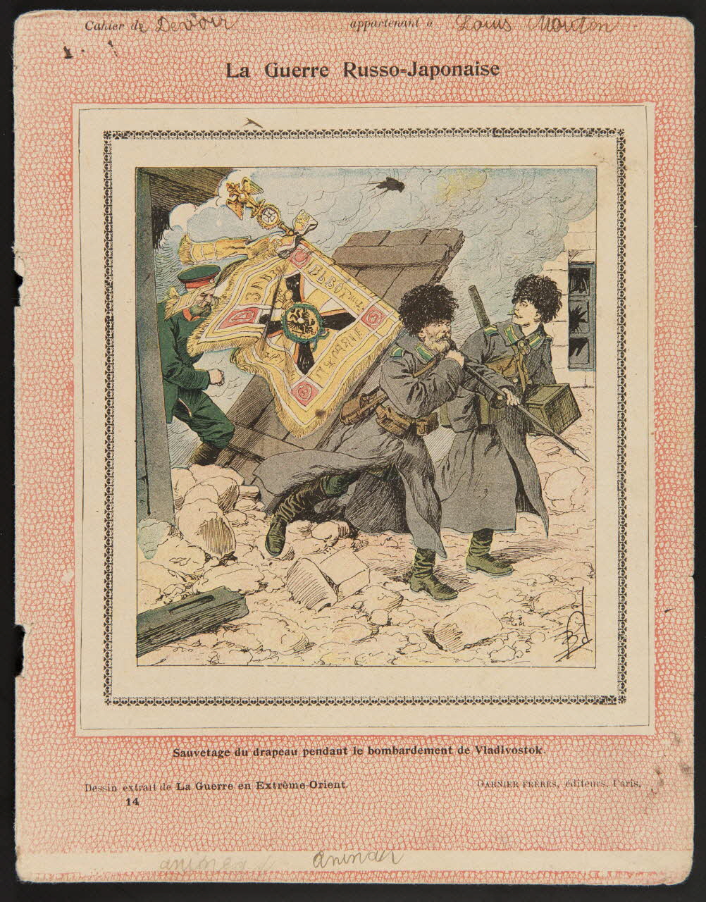 estampe La Guerre Russo-Japonaise  Sauvetage du drapeau pendant le bombardement de Vladivostok. 1985.61.120 Photo