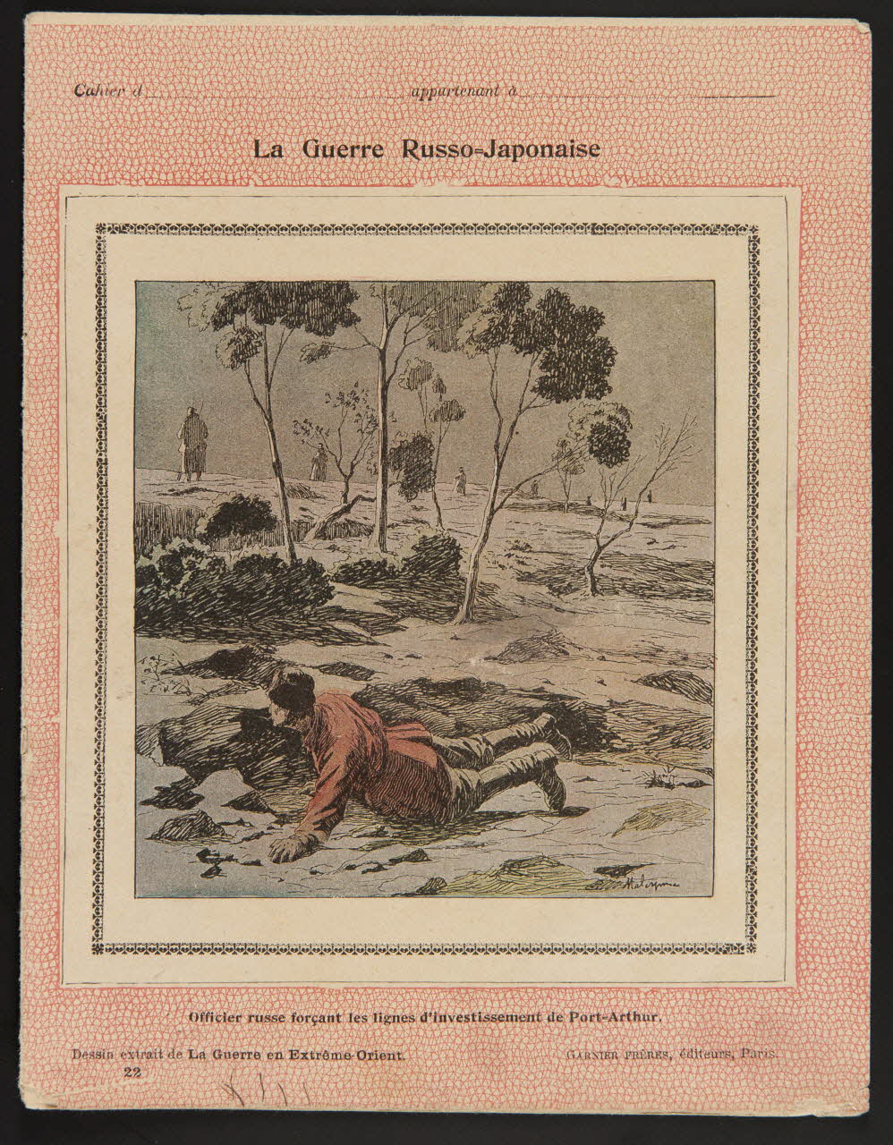 estampe La Guerre Russo-Japonaise  Officier russe forçant les lignes d'investissement de Port-Arthur. 1985.61.126 Photo