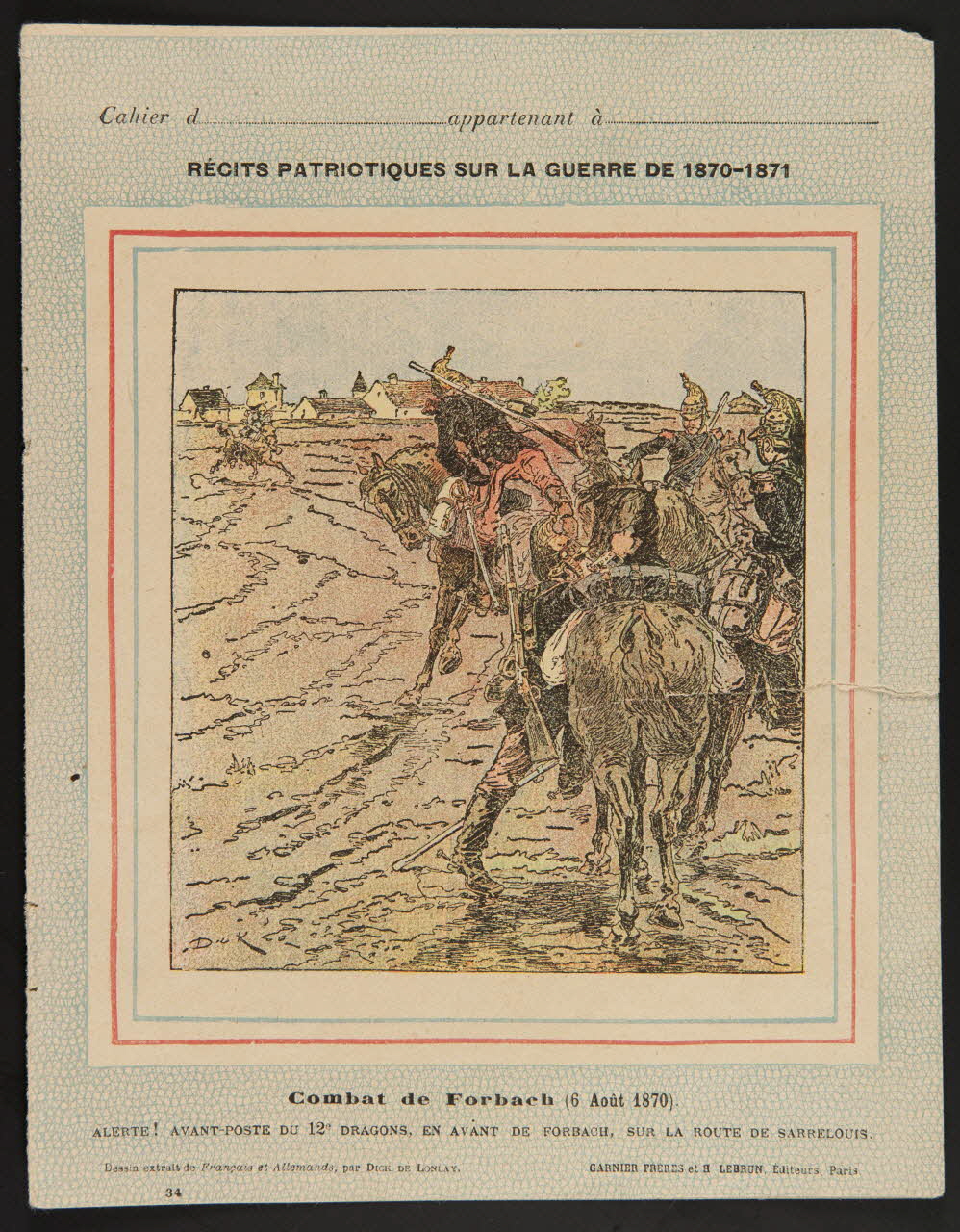 estampe RECITS PATRIOTIQUES SUR LA GUERRE DE 1870-1871  Combat de Forbach (6 Août 1870). 1985.61.128 Photo