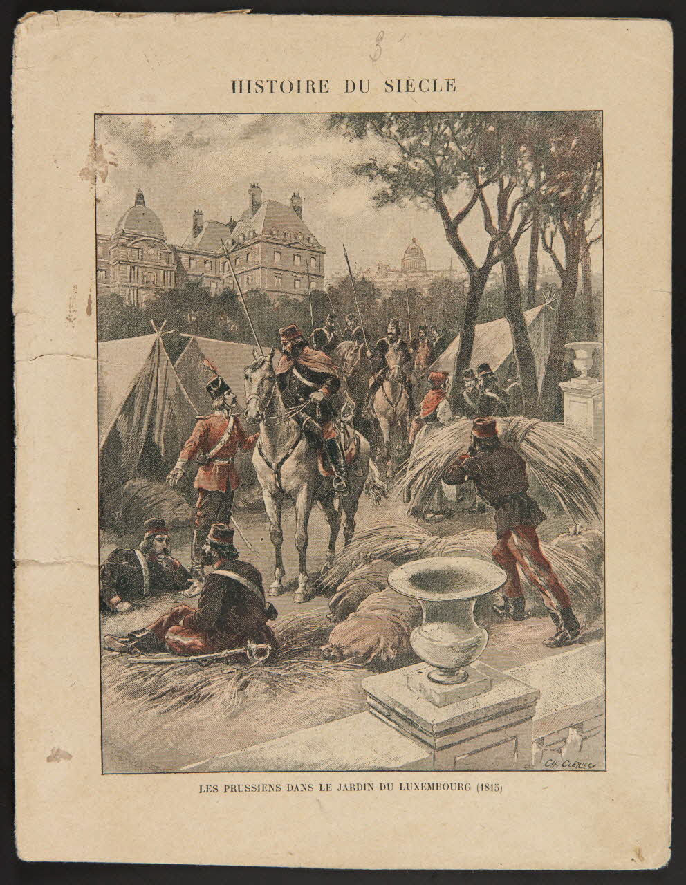 estampe LES PRUSSIENS DANS LE JARDIN DU LUXEMBOURG (1815) 1985.61.136 Photo Mucem