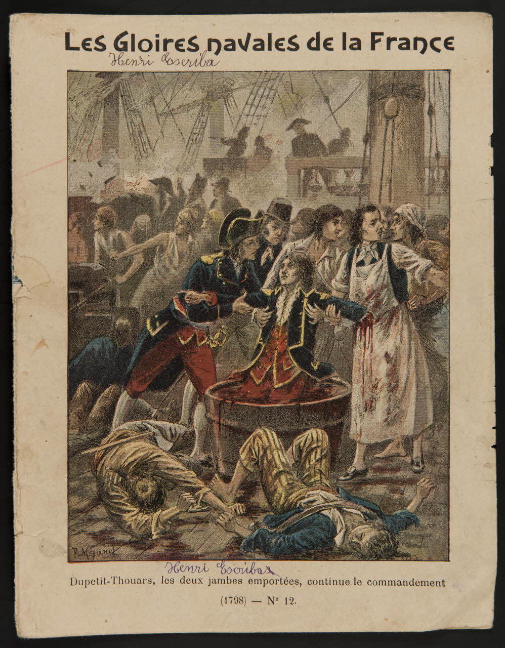 estampe Les GLoires navales de la France  Dupetit-Thouars, les deux jambes emportées, continue le commandement  (1798) - N°12. 1985.61.177 Photo