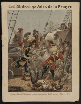 estampe Les Gloires navales de la France  Forbin enlève à l'abordage un vaisseau anglais de 50 canons (1705). - N°6 1985.61.179  Photo