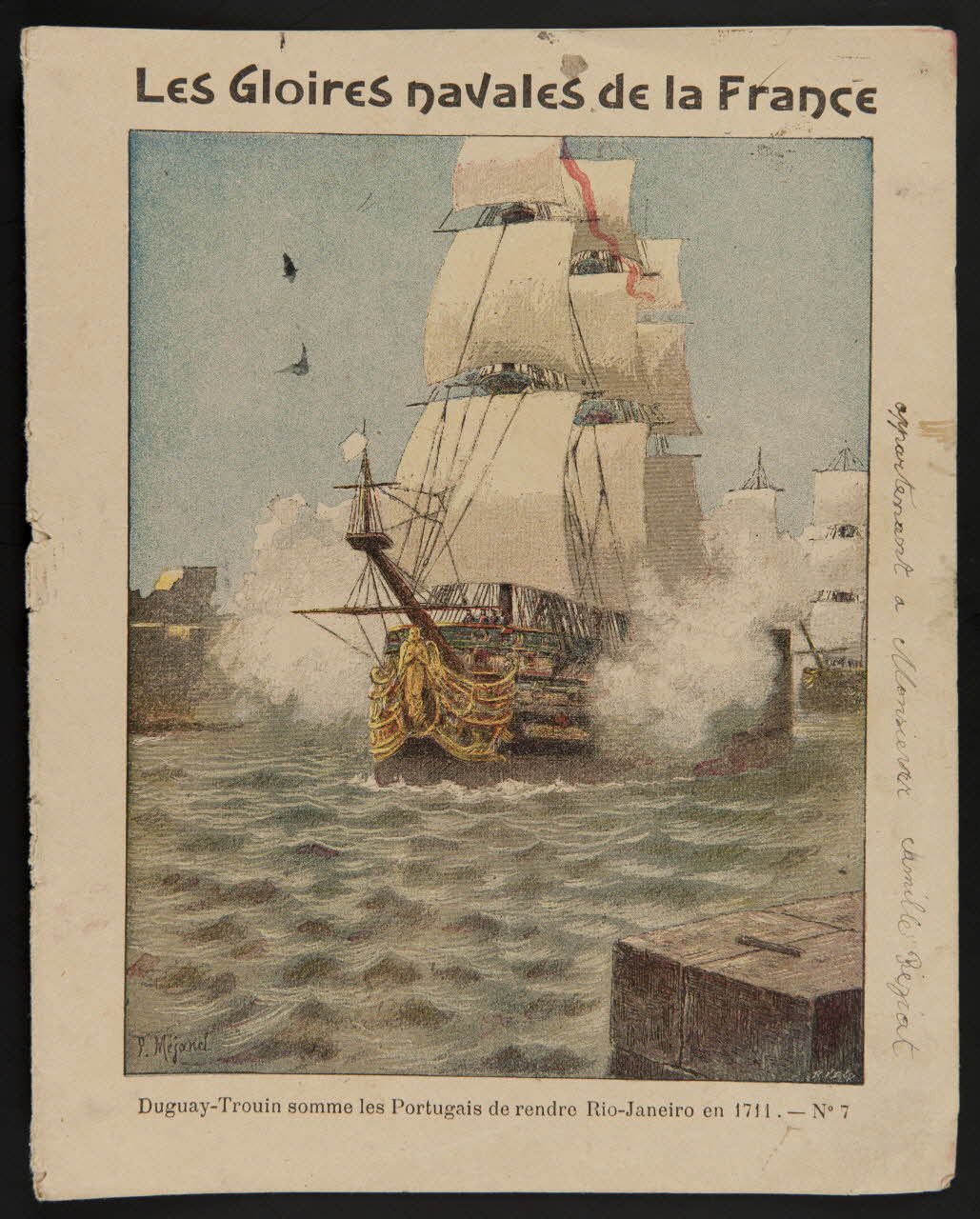 estampe Les Gloires navales de la France  Duguay-Trouin somme les Portugais de rendre Rio-Janeiro en 1711. - N°7 1985.61.181 Photo