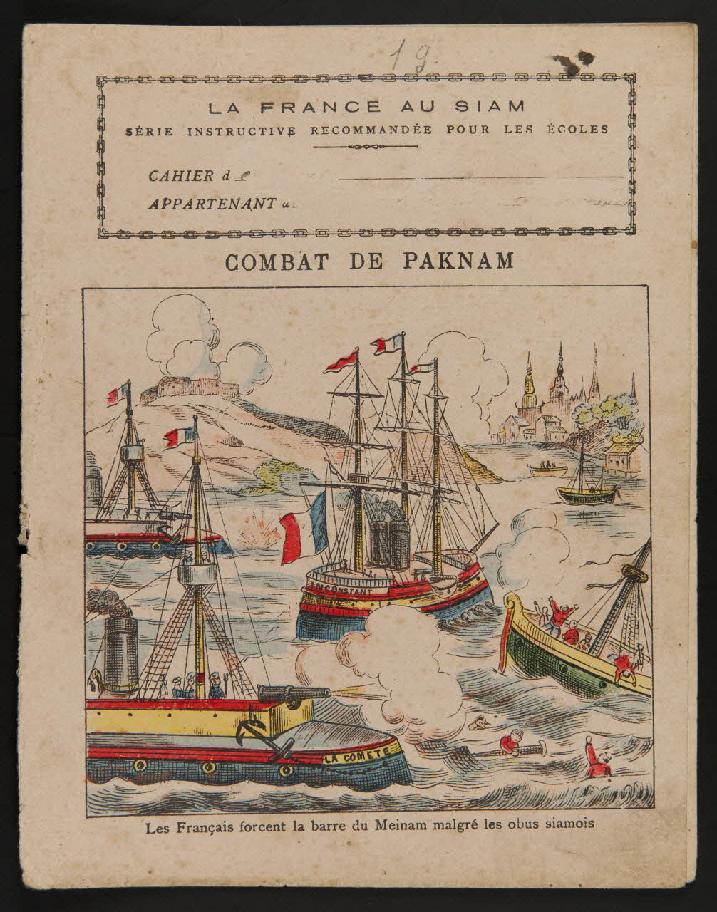 estampe COMBAT DE PAKNAM  Les Français forcent la barre du Meinam malgré les obus siamois 1985.61.196 Photo