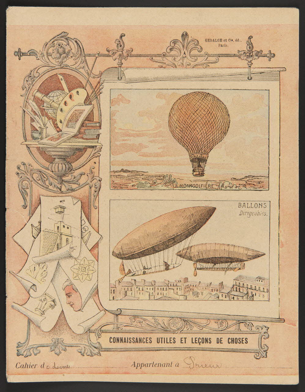 estampe CONNAISSANCES UTILES ET LECONS DE CHOSES  MONTGOLFIERE  BALLONS  Dirigeables. 1985.61.20 Photo
