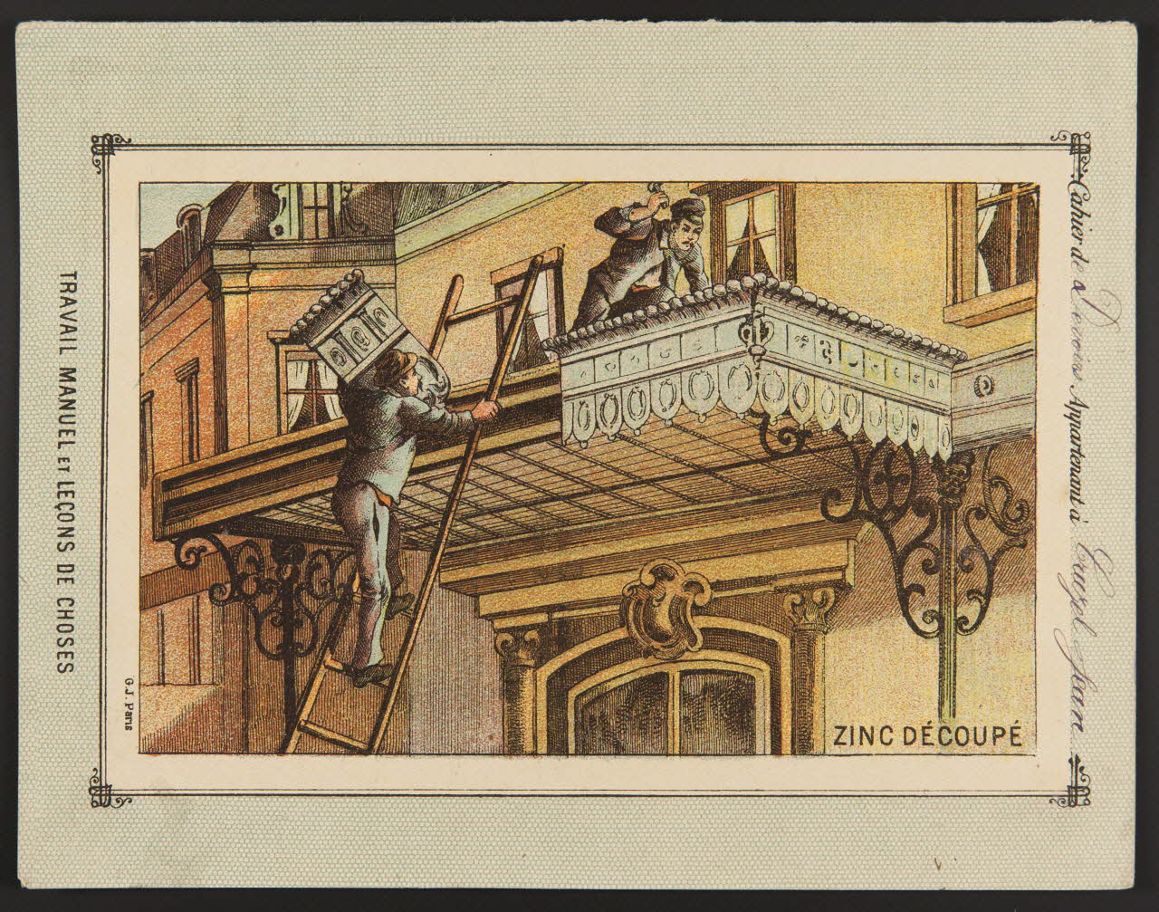 estampe TRAVAIL MANUEL ET LECONS DE CHOSES  ZINC DECOUPE 1985.61.23 Photo