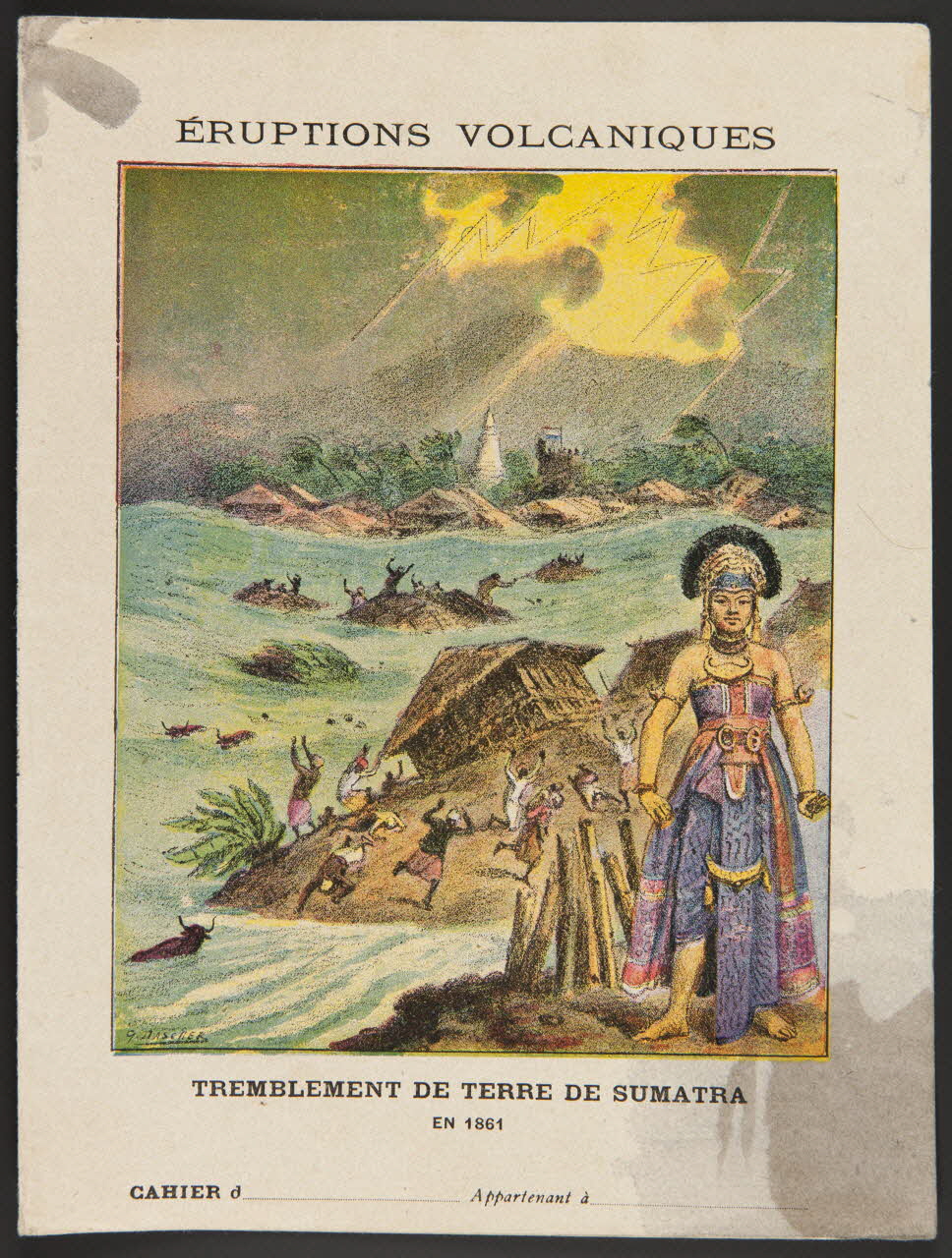 estampe ERUPTIONS VOLCANIQUES  TREMBLEMENT DE TERRE DE SUMATRA  EN 1861 1985.61.27 Photo