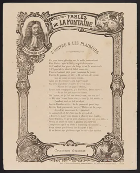 estampe FABLES  DE LA FONTAINE  L'Huître et les Plaideurs 1985.61.279 Photo