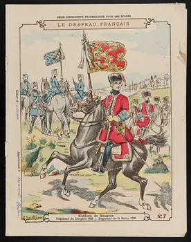 estampe LE DRAPEAU FRANCAIS  Guidons de Dragons  Régiment du Dauphin 1698  Régiment de la Reine 1725 1985.61.286 Photo