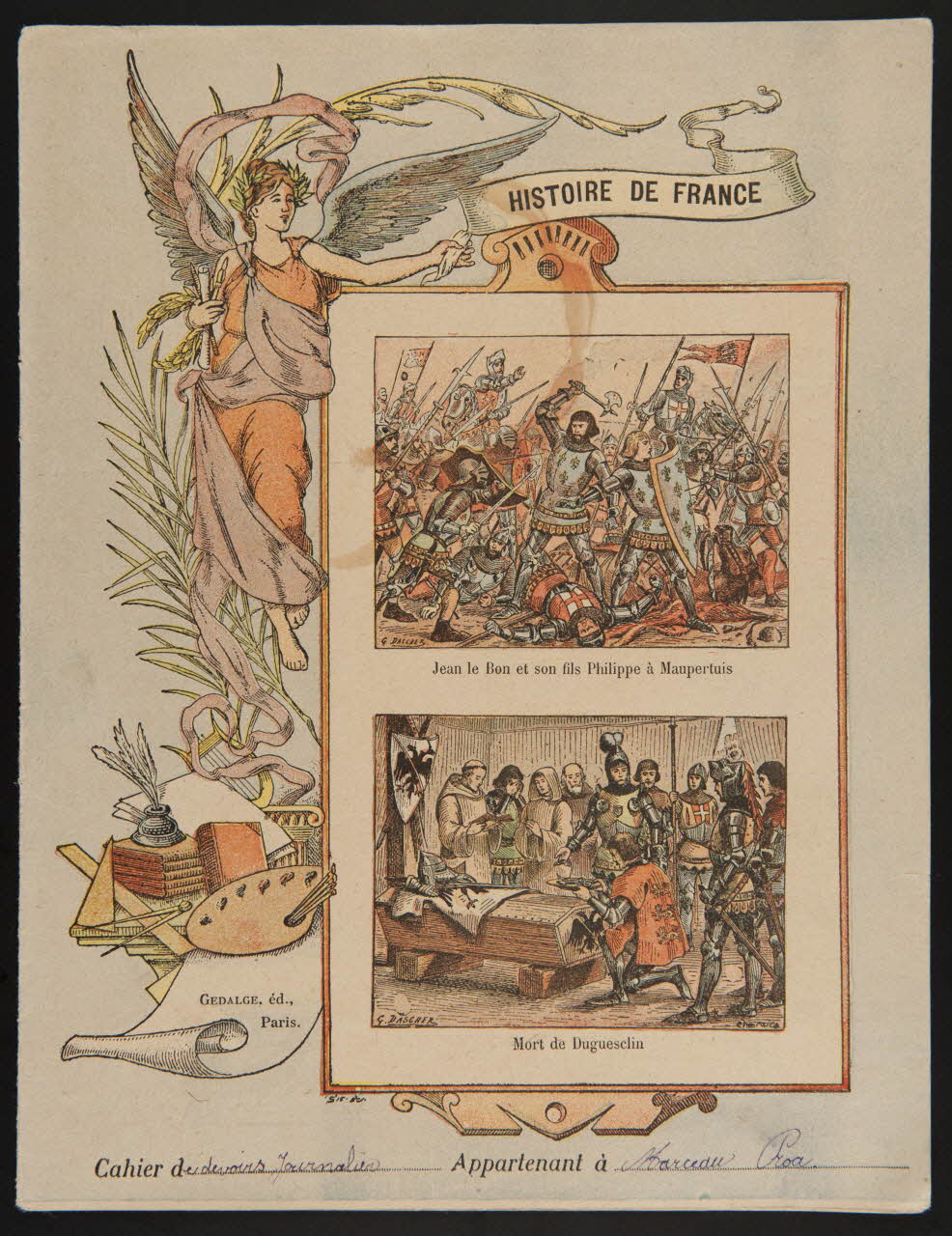 estampe HISTOIRE DE FRANCE  Jean le Bon et son fils Philippe à Maupertuis  Mort de Duguesclin 1985.61.304 Photo
