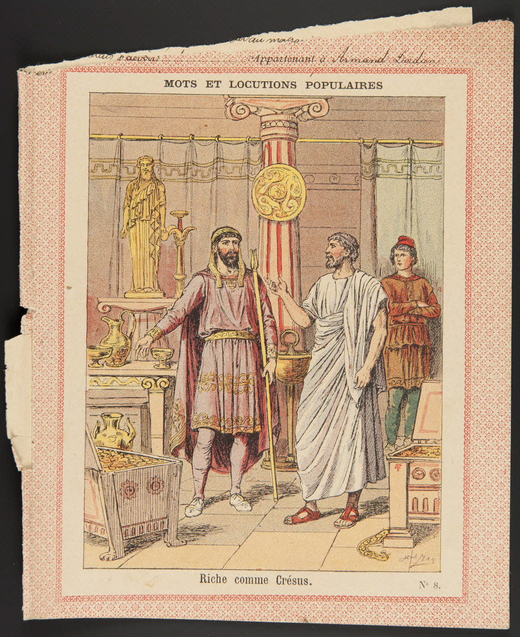 estampe MOTS ET LOCUTIONS POPULAIRES  Riche comme Crésus. 1985.61.31 Photo