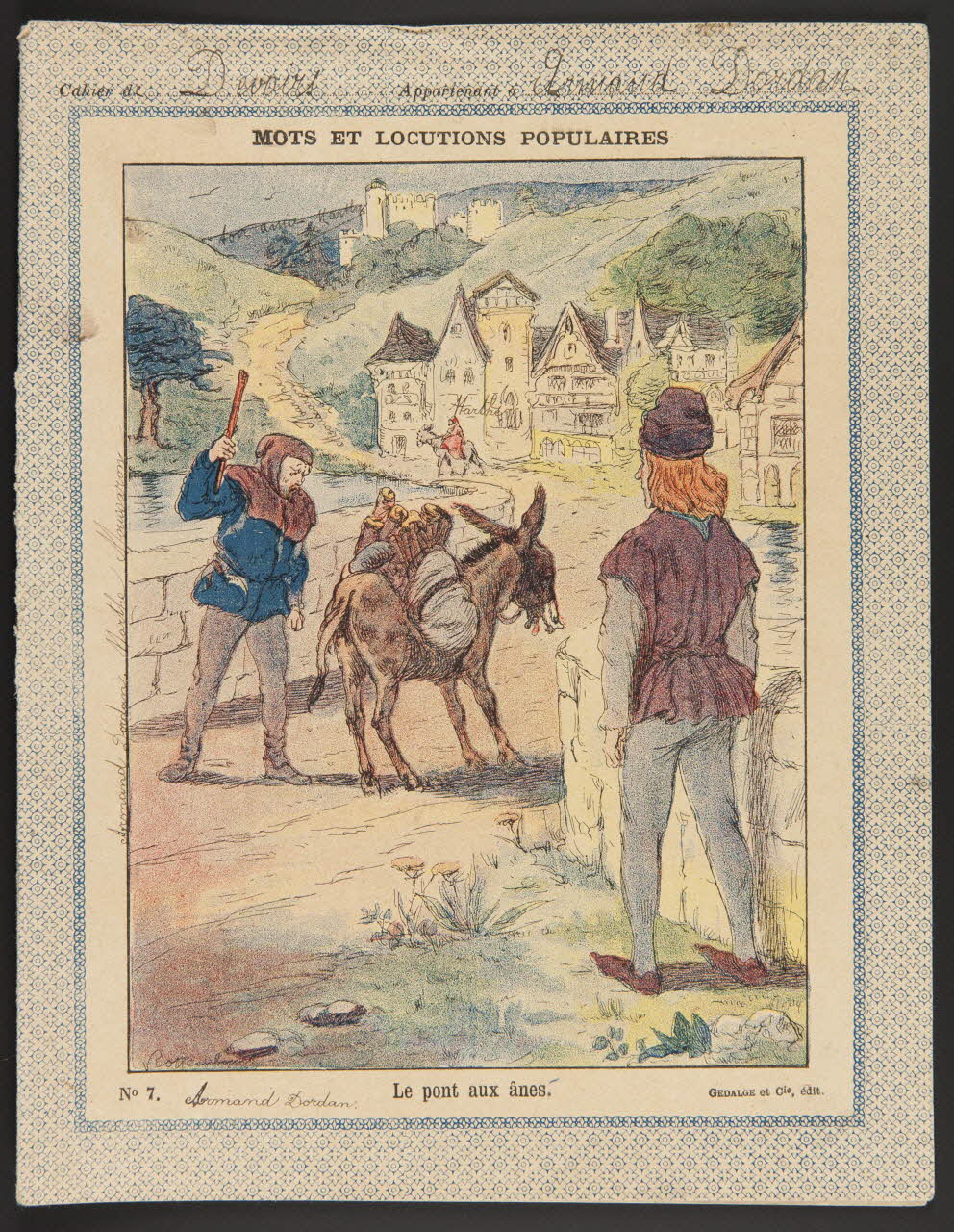 estampe MOTS ET LOCUTIONS POPULAIRES  Le pont aux ânes. 1985.61.33 Photo
