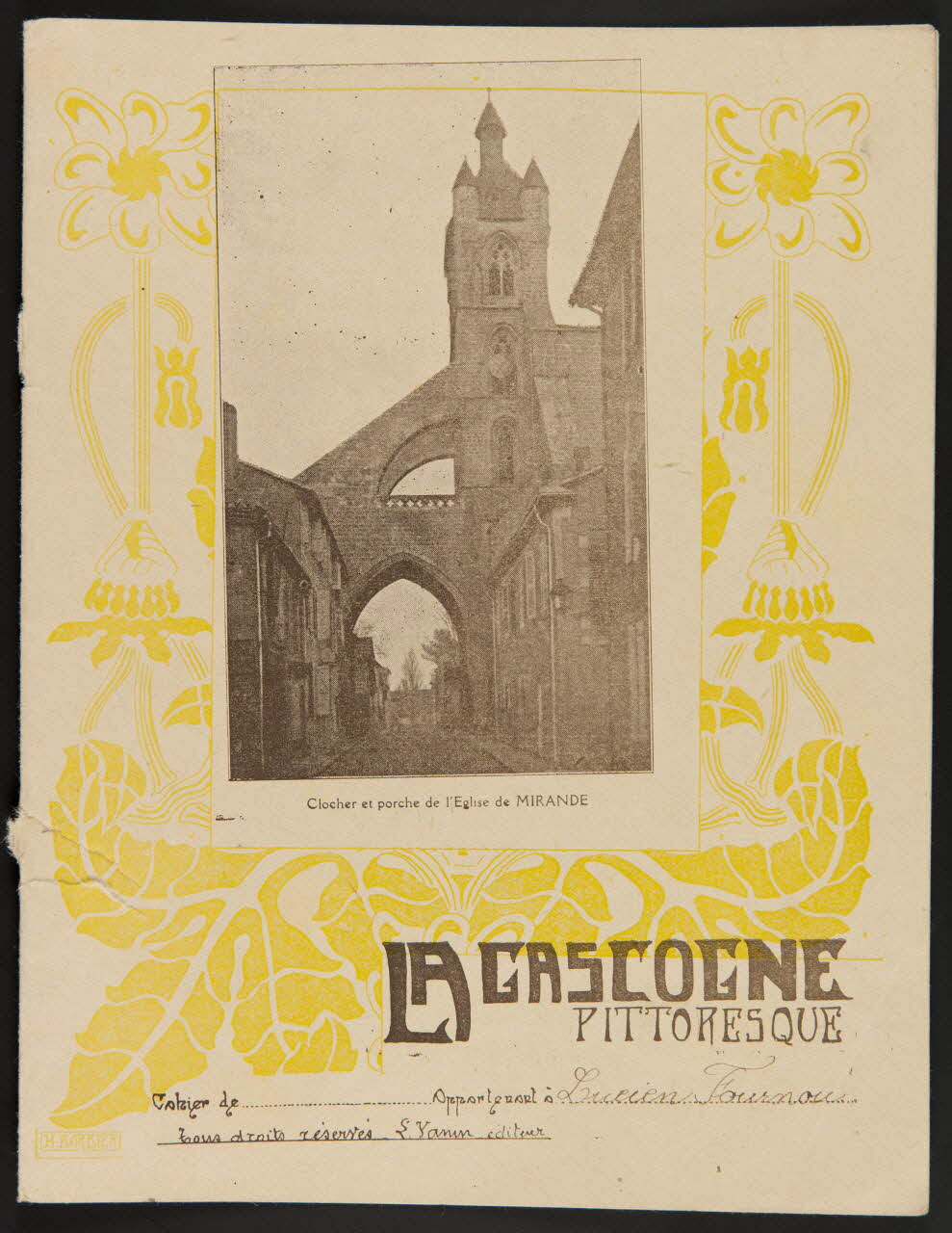 estampe Clocher et porche de l'Eglise de MIRANDE 1985.61.82 Photo