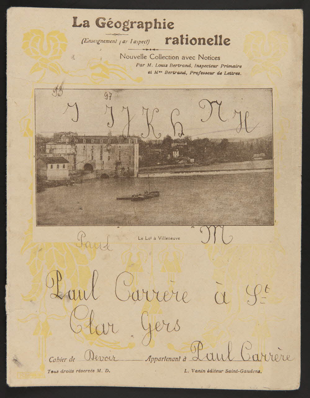 estampe La Géographie  rationelle  Le Lot à Villeneuve 1985.61.89 Photo