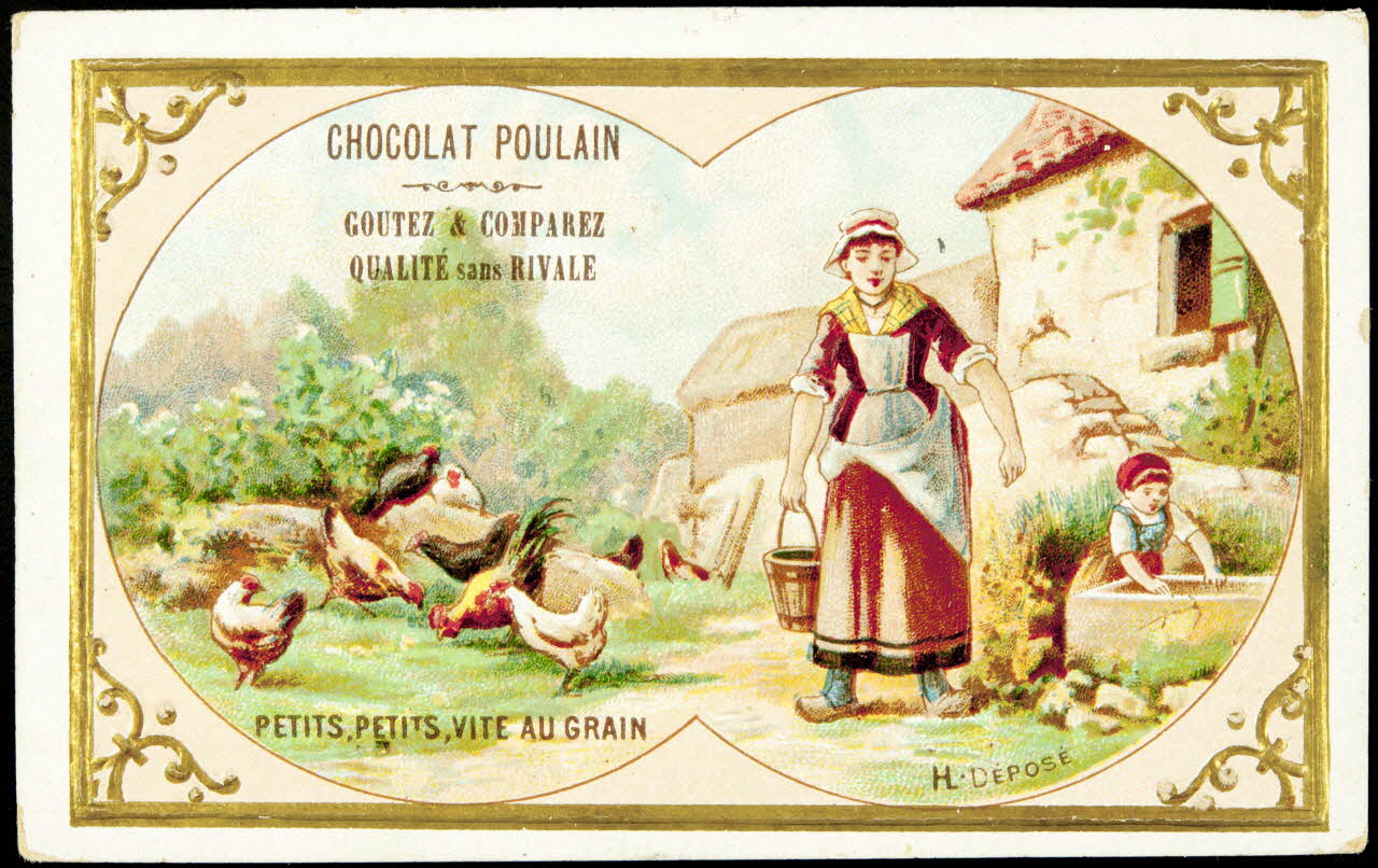 Imprimerie H. Laas ; Poulain carte réclame chromo Paris 1878-1900 1995.1.1122.3 Photo