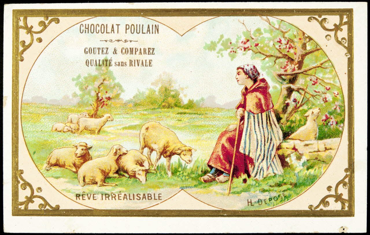 Imprimerie H. Laas ; Poulain carte réclame chromo Paris 1878-1900 1995.1.1122.5 Photo