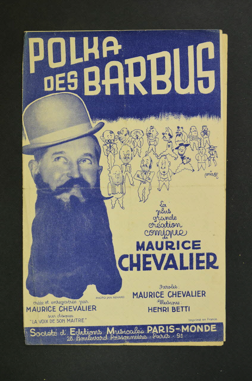 Henri Betti ; Maurice Chevalier ; Paris-Monde; partition de musique petit format 1942 1966.211.9 Photo Mucem