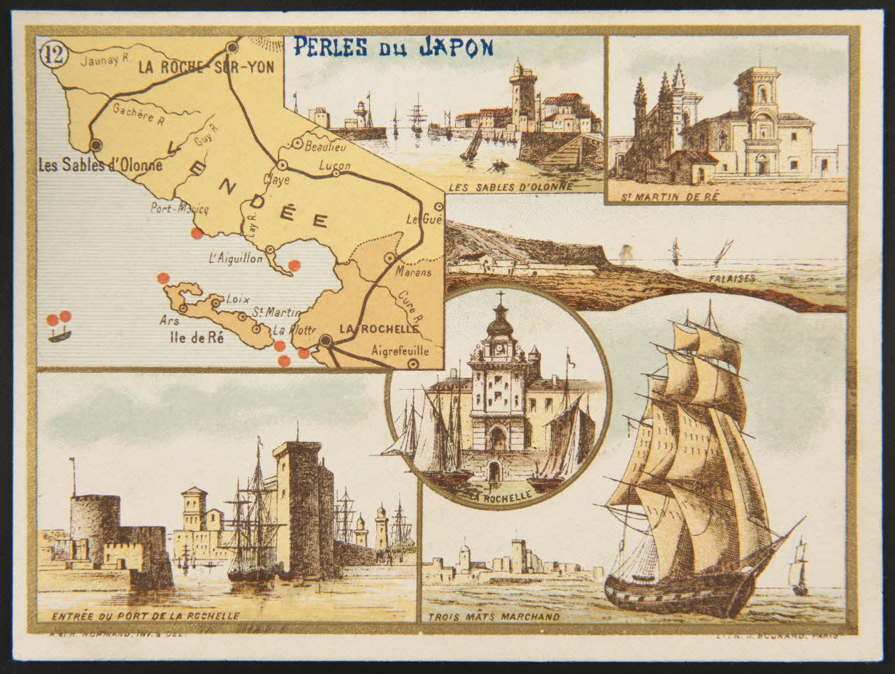 carte réclame LES COTES DE FRANCE  (12) DES SABLES D'OLONNE A LA ROCHELLE 1995.1.1669.12 Photo