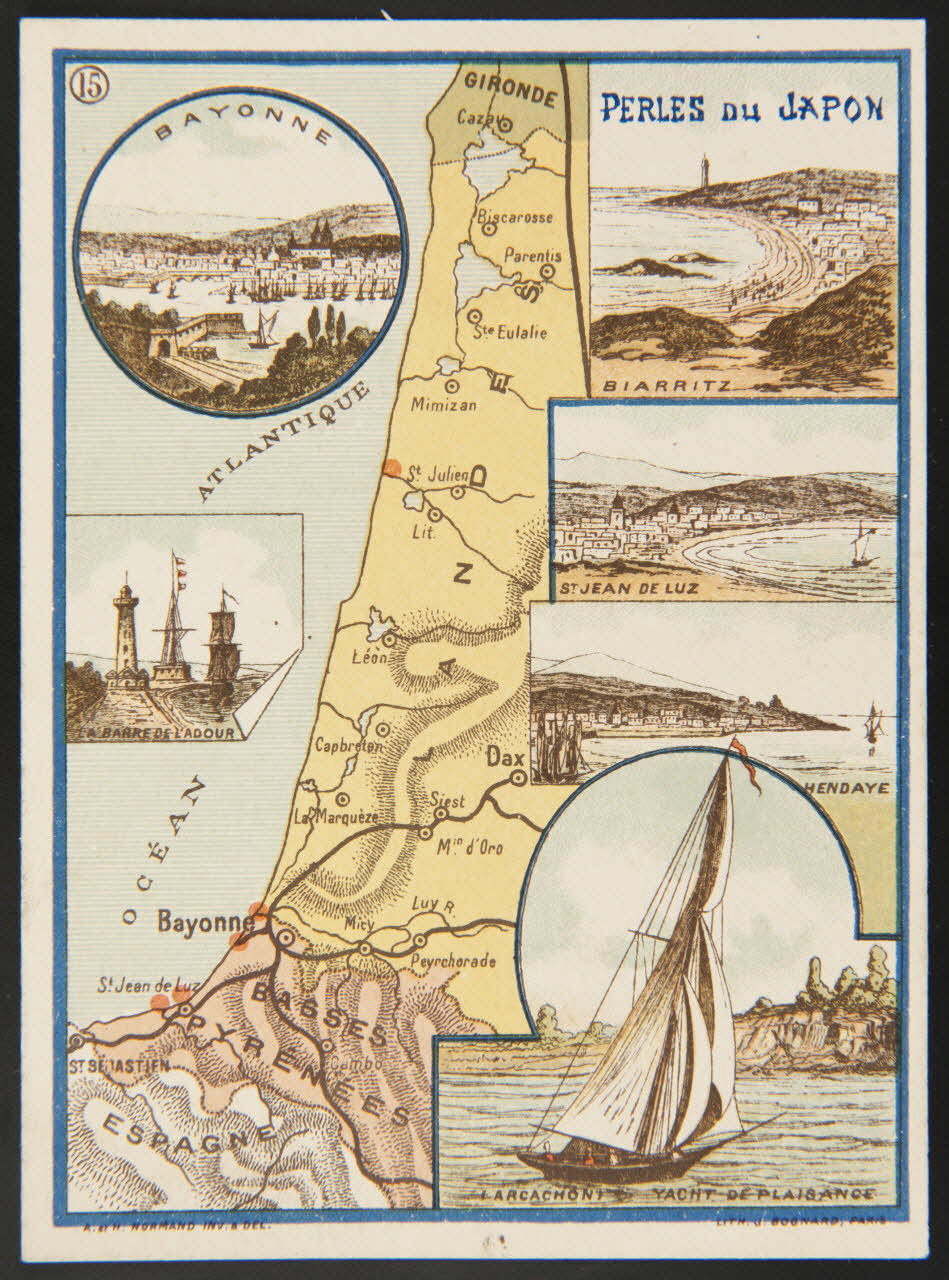 carte réclame LES COTES DE FRANCE  (15) DE L'ETANG DE CAZAU A LA FRONTIERE D'ESPAGNE 1995.1.1669.15 Photo