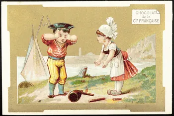 Mertens Léon ; Bonjour carte réclame chromo Paris 1920 1995.1.1765.5  Photo