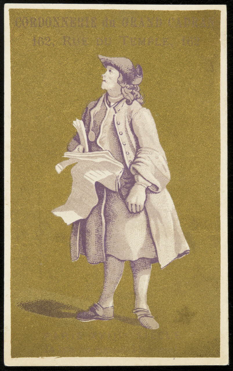 Edmé Bouchardon ; Caylus comte de ; Bouillon-Rivoyre (éditeur), Michel L. carte réclame chromo Paris 1877-1893 1995.1.2804.8 Photo