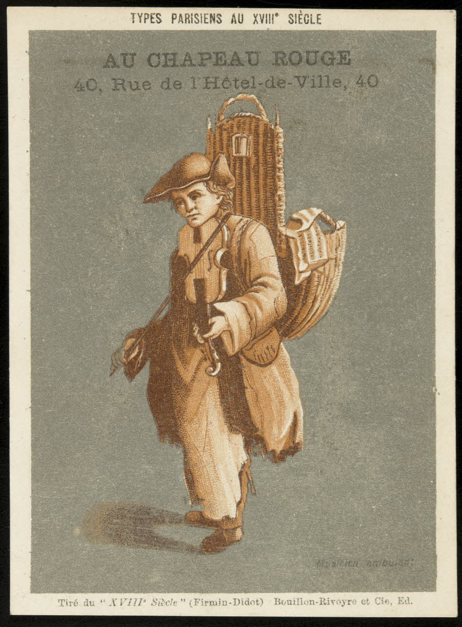 Edmé Bouchardon ; Caylus comte de ; Bouillon-Rivoyre (éditeur), Cochet et Roulié carte réclame chromo Paris 1878-1880 1995.1.2804.9 Photo