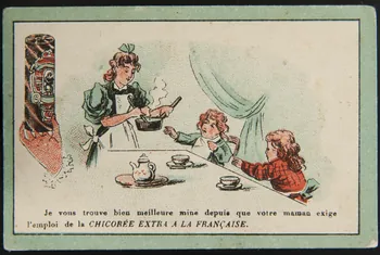 carte réclame Deux enfants avec leur servante 1995.1.3313.6  Photo