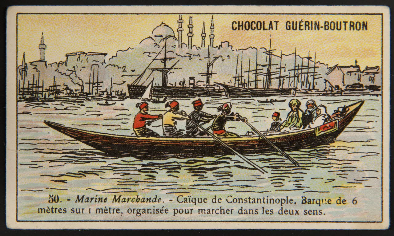 Carte réclame 50. - Marine Marchande. - Caïque de Constantinople. Barque de 6  mètres sur 1 mètre, organisé pour marcher dans les deux sens. 1995.1.4372.31 Photo