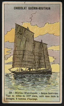 Carte réclame 59. - Marine Marchande. - Barque Sardinière.  Type du milieu du XIXe siècle, usité dans toute la   Bretagne, 6 hommes d'équipage. 1995.1.4372.36 Photo