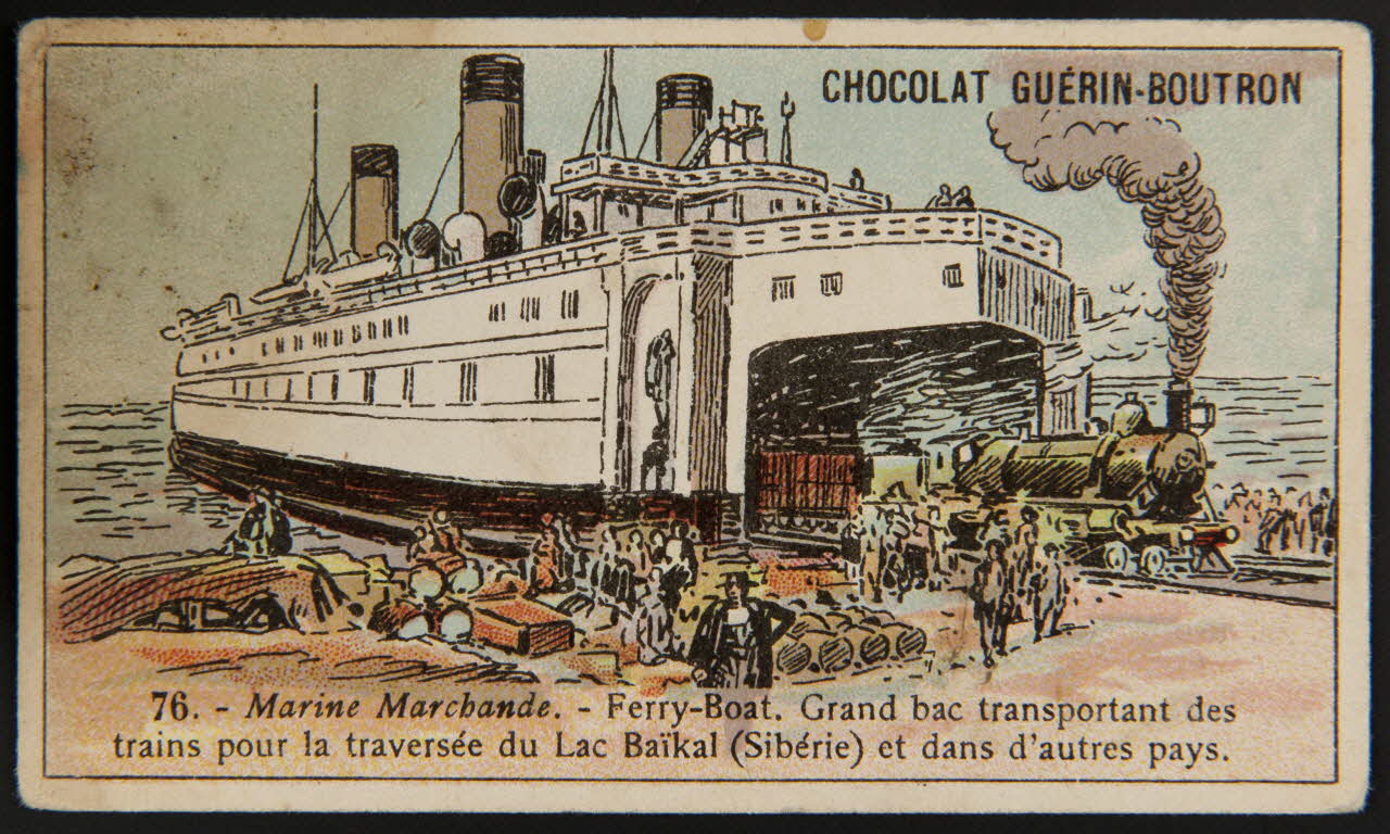 Carte réclame 76. - Marine Marchande. - Ferry-Boat. Grand bac transportant des  trains pour la traversée du Lac Baïkal (Sibérie) et dans d'autres pays. 1995.1.4372.48 Photo