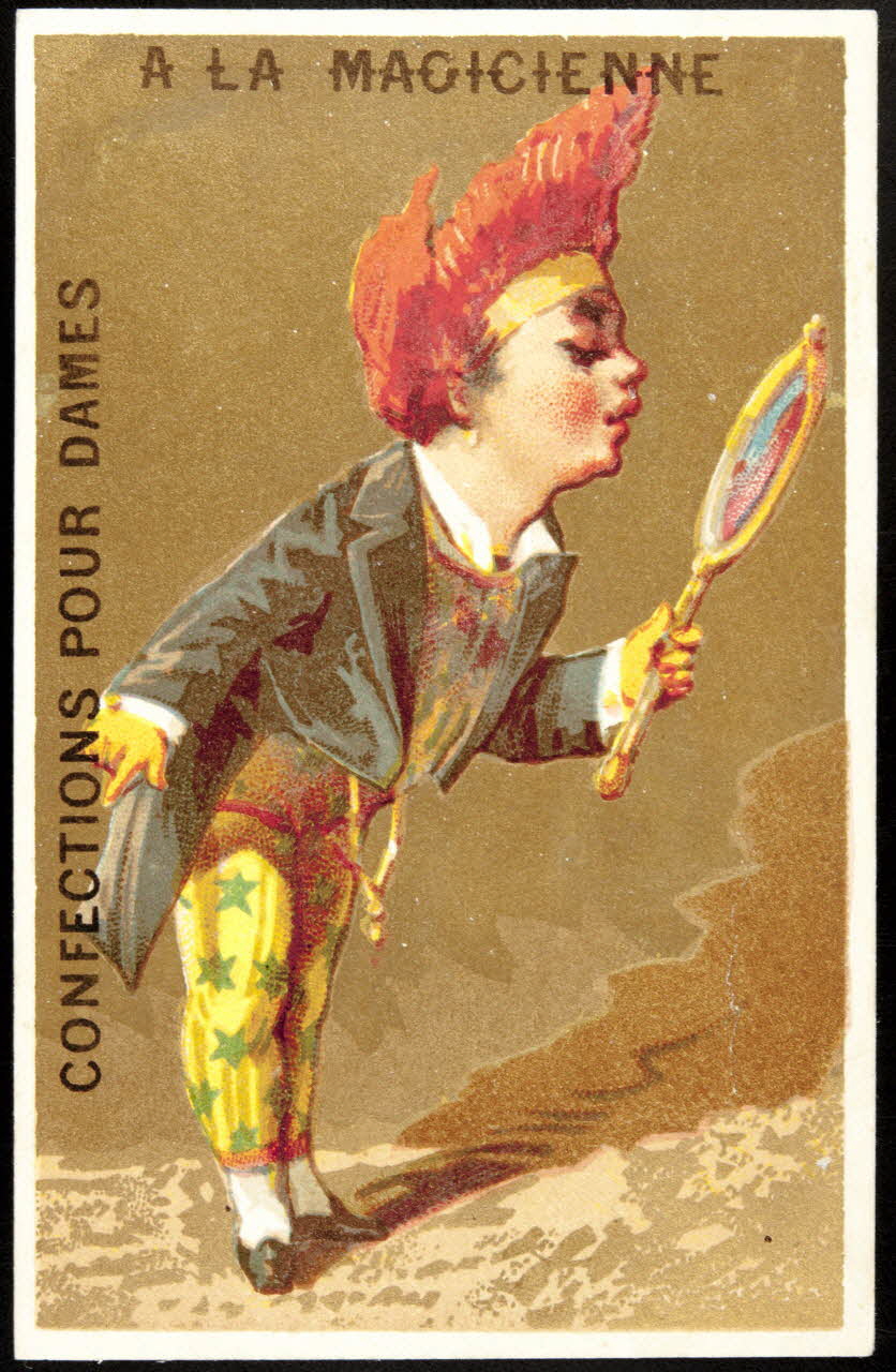 Testu & Massin carte réclame Un enfant habillé en clown se regarde dans un miroir Paris 1876-1878 1995.1.809.1 Photo