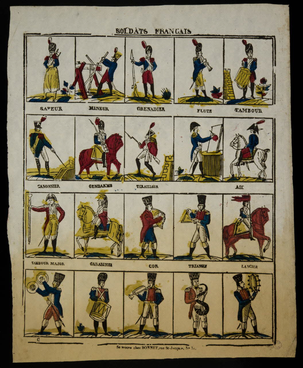 Bonnet planche de militaires SOLDATS FRANCAIS Paris 1835-1853 1995.14.107 Photo Mucem