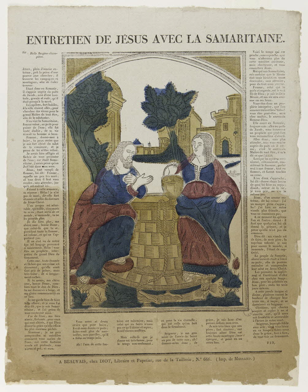 Moisand Antoine ; Lucien-Côme Diot imagerie ancienne ENTRETIEN DE JESUS AVEC LA SAMARITAINE. Beauvais 1823-1825 1995.14.18 Photo