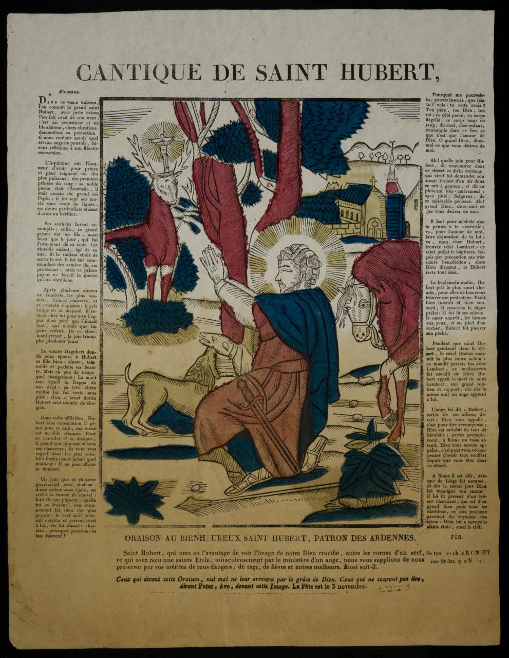 Bonnet imagerie ancienne CANTIQUE DE SAINT HUBERT, Paris 1835-1853 1995.14.27 Photo