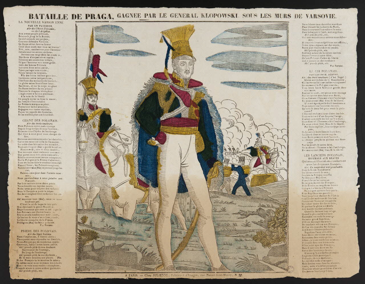 Julienne imagerie ancienne BATAILLE DE PRAGA, GAGNEE PAR LE GENERAL KLOPOWSKI, SOUS LES MURS DE VARSOVIE. France 1830-1835 1995.14.35 Photo